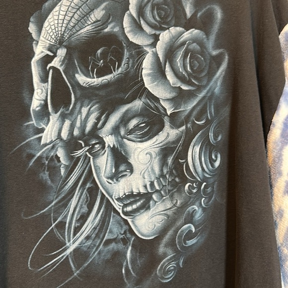 Skull poncho lace one size fits most up cycle blanket sides roses spider - Picture 4 of 4